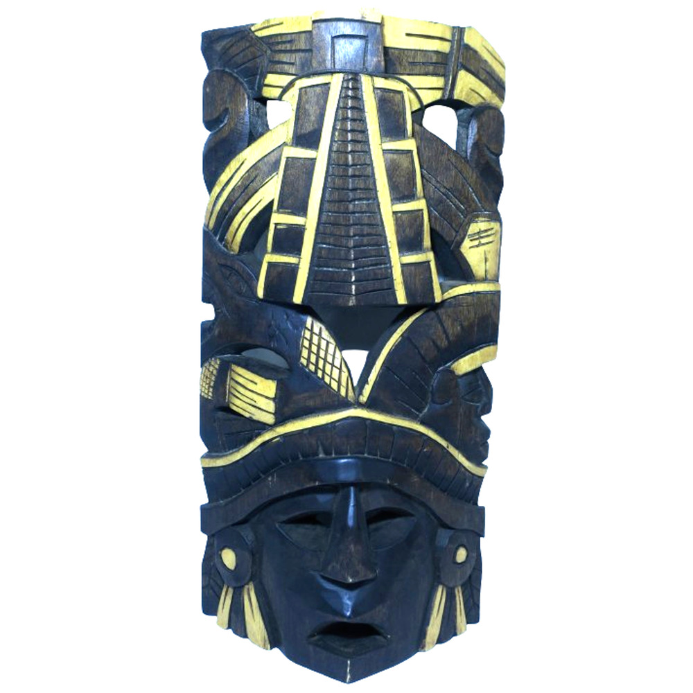 Aztec Mayan Mexican Native Indian Mask Handmade Carved Wood Maya Wall Art 👑